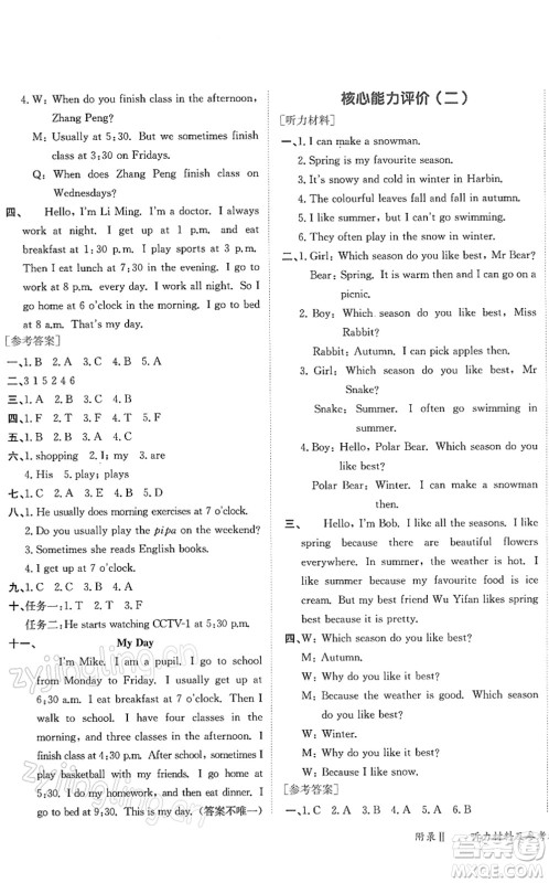 龙门书局2022黄冈小状元作业本五年级英语下册RP人教PEP版答案 龙门书局2022黄冈小状元作业本五年级英语下册RP人教PEP版答案