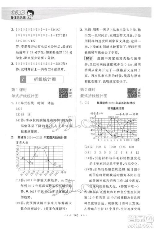 教育科学出版社2022春季53天天练五年级数学下册人教版参考答案 教育科学出版社2022春季53天天练五年级数学下册人教版参考答案