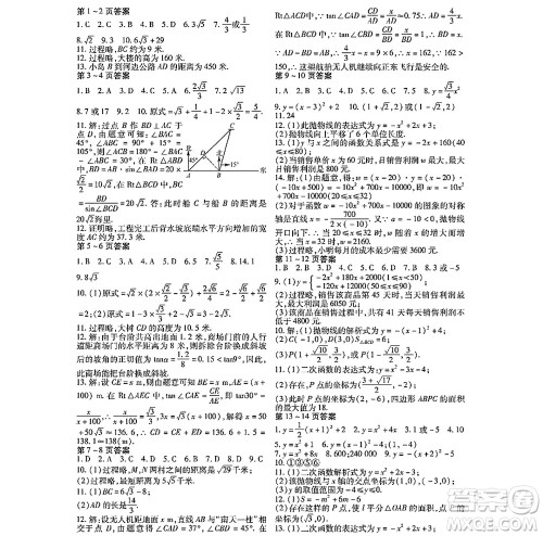 黑龙江少年儿童出版社2022寒假Happy假日九年级数学通用版答案