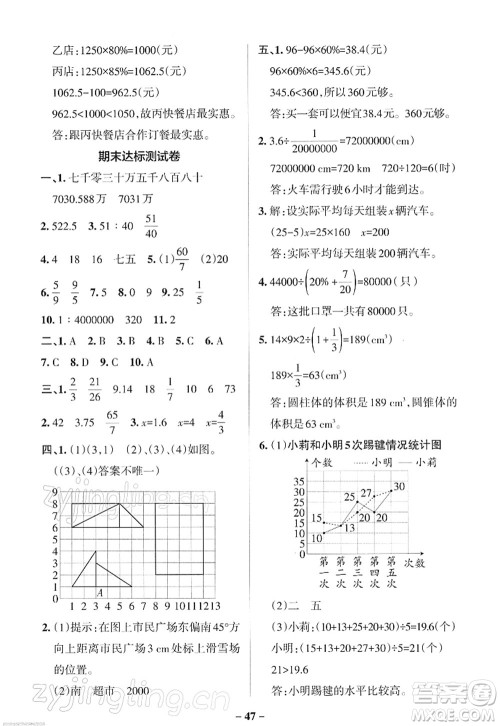 辽宁教育出版社2022PASS小学学霸作业本六年级数学下册RJ人教版答案 辽宁教育出版社2022PASS小学学霸作业本六年级数学下册RJ人教版答案