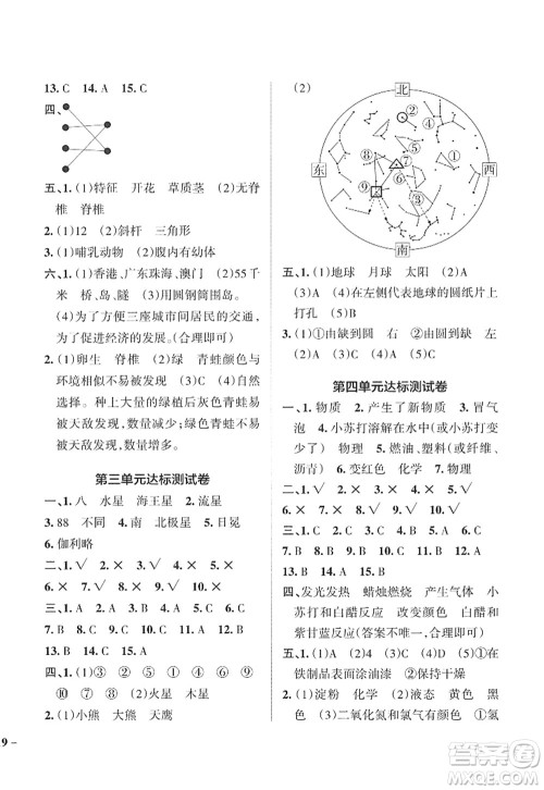 陕西师范大学出版总社2022PASS小学学霸作业本六年级科学下册JK教科版答案 陕西师范大学出版总社2022PASS小学学霸作业本六年级科学下册JK教科版答案