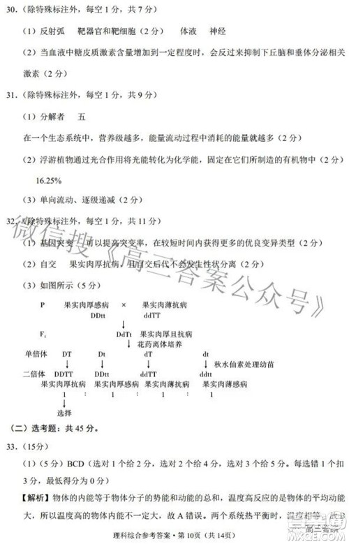 2022届云师大附中高三适应性月考七理科综合试题及答案 2022届云师大附中高三适应性月考七理科综合试题及答案