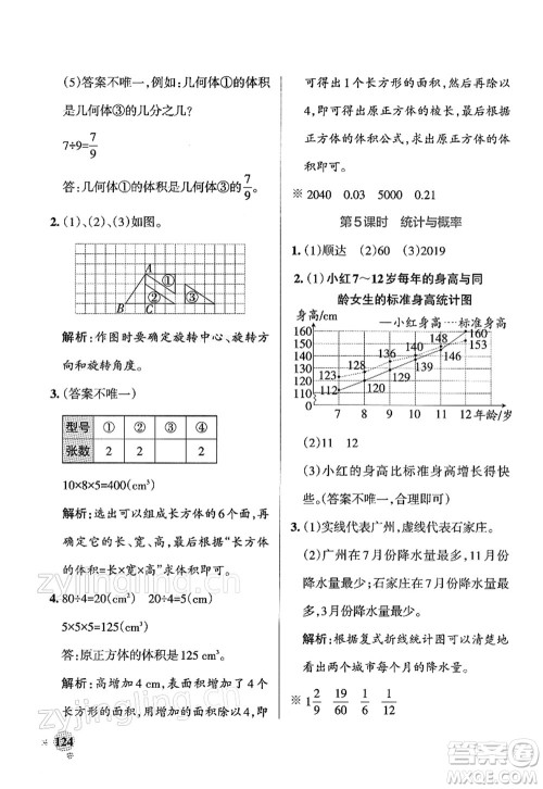 辽宁教育出版社2022PASS小学学霸作业本五年级数学下册RJ人教版答案 辽宁教育出版社2022PASS小学学霸作业本五年级数学下册RJ人教版答案