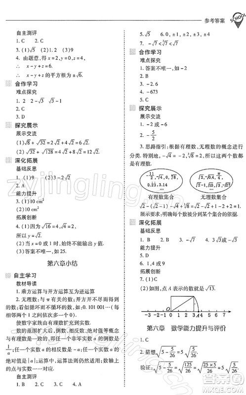 山西教育出版社2022新课程问题解决导学方案七年级数学下册人教版答案
