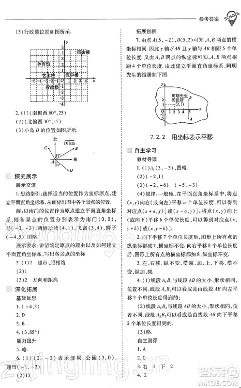 山西教育出版社2022新课程问题解决导学方案七年级数学下册人教版答案