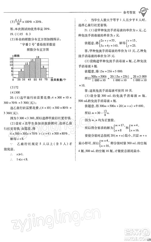 山西教育出版社2022新课程问题解决导学方案七年级数学下册人教版答案