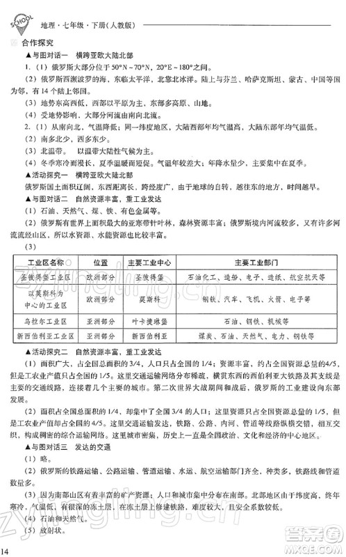 山西教育出版社2022新课程问题解决导学方案七年级地理下册人教版答案 山西教育出版社2022新课程问题解决导学方案七年级地理下册人教版答案