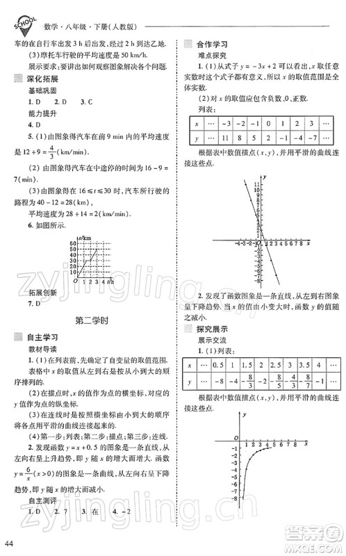 山西教育出版社2022新课程问题解决导学方案八年级数学下册人教版答案