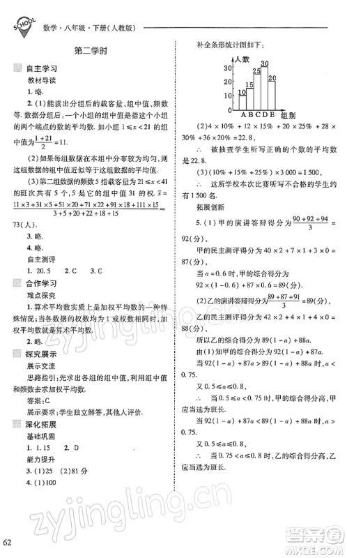山西教育出版社2022新课程问题解决导学方案八年级数学下册人教版答案