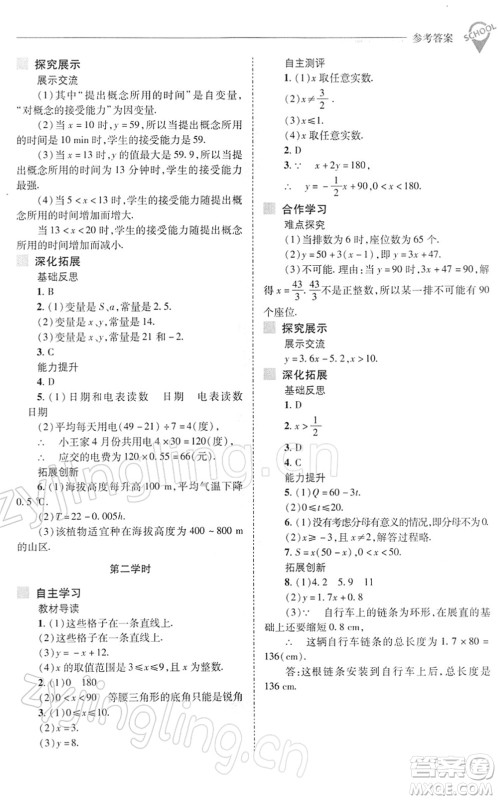 山西教育出版社2022新课程问题解决导学方案八年级数学下册华东师大版答案