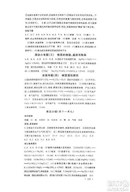 安徽师范大学出版社2022名校课堂背记手册九年级化学下册人教版安徽专版参考答案