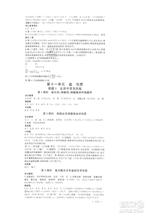 开明出版社2022名校课堂背记手册九年级化学下册人教版河南专版参考答案 开明出版社2022名校课堂背记手册九年级化学下册人教版河南专版参考答案