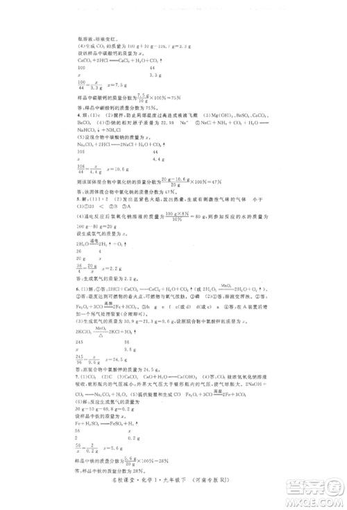 开明出版社2022名校课堂背记手册九年级化学下册人教版河南专版参考答案 开明出版社2022名校课堂背记手册九年级化学下册人教版河南专版参考答案