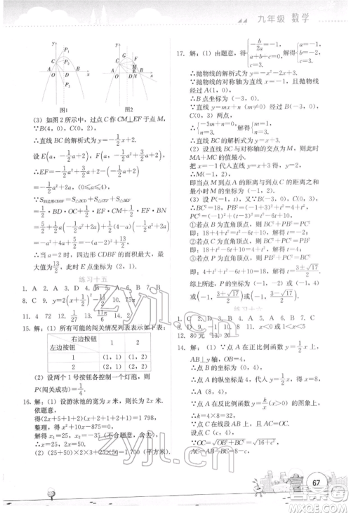 云南大学出版社2022寒假活动实践与思考综合练习九年级数学通用版参考答案