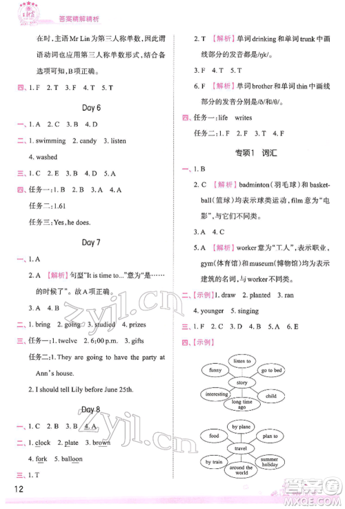 江西人民出版社2022王朝霞创维新课堂同步优化训练六年级下册英语人教版参考答案