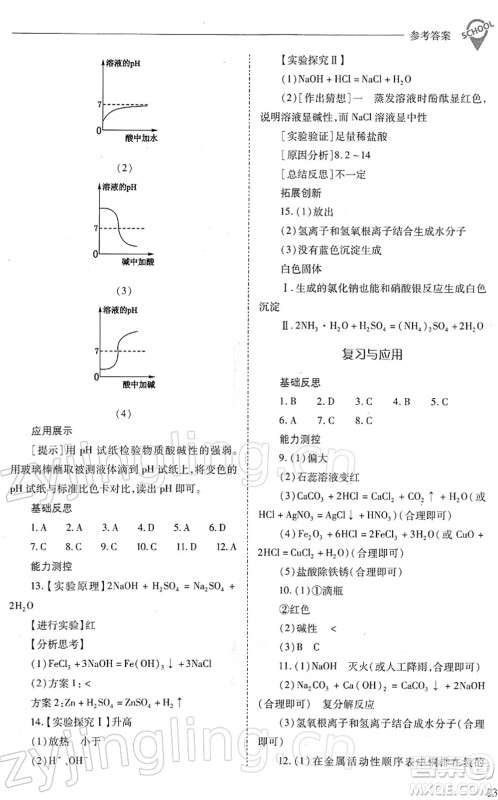 山西教育出版社2022新课程问题解决导学方案九年级化学下册人教版答案