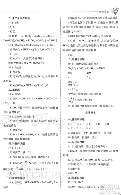 山西教育出版社2022新课程问题解决导学方案九年级化学下册沪教版答案