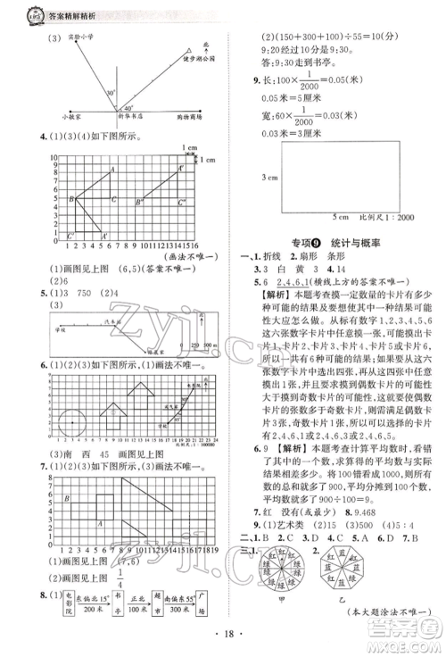 江西人民出版社2022王朝霞考点梳理时习卷六年级数学下册人教版参考答案