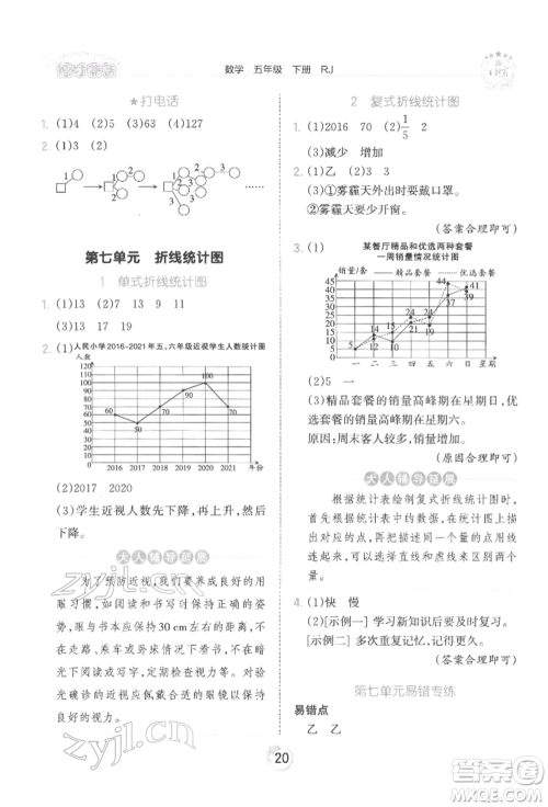 江西人民出版社2022王朝霞德才兼备作业创新设计五年级数学下册人教版参考答案