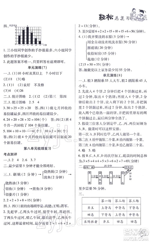 河北科学技术出版社2022轻松总复习假期作业轻松寒假四年级数学通用版答案