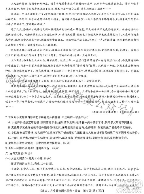 2022九师联盟高三1月质量检测巩固卷语文试题及答案