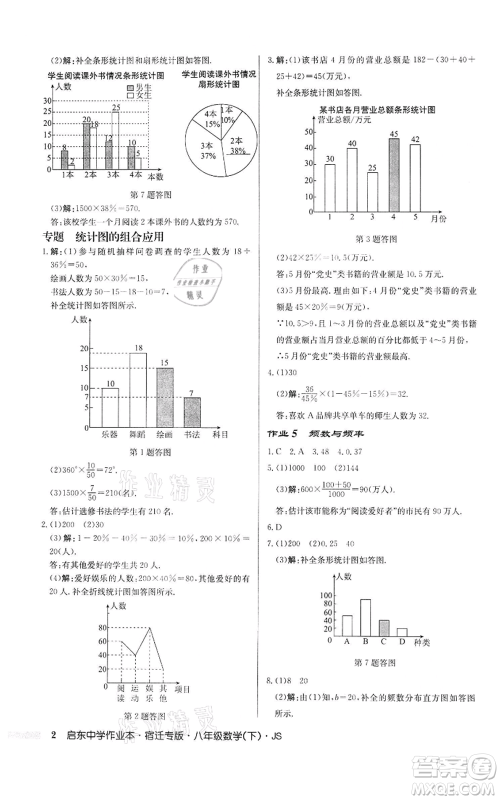 龙门书局2022启东中学作业本八年级数学下册苏科版宿迁专版参考答案 龙门书局2022启东中学作业本八年级数学下册苏科版宿迁专版参考答案