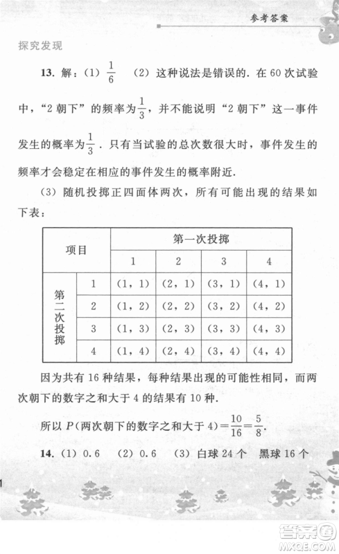 人民教育出版社2022寒假作业九年级数学人教版答案 人民教育出版社2022寒假作业九年级数学人教版答案