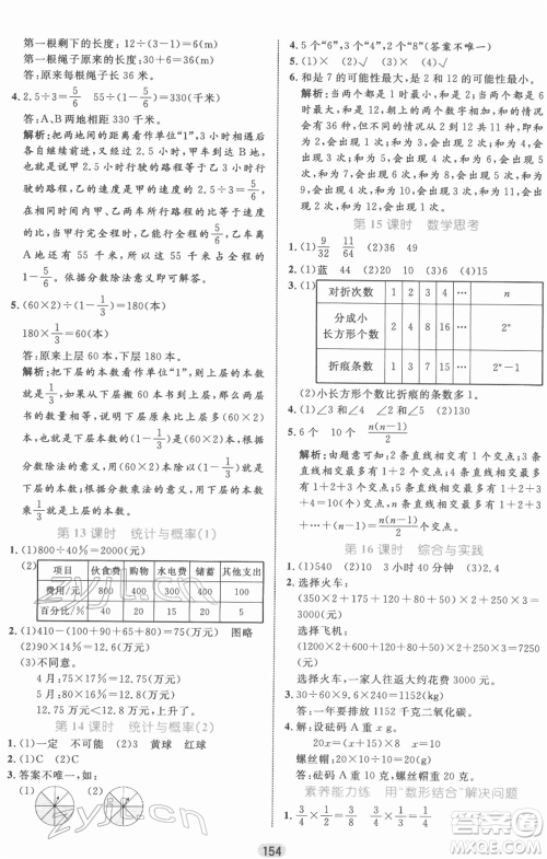 沈阳出版社2022黄冈名师天天练双色版六年级数学下册人教版参考答案 沈阳出版社2022黄冈名师天天练双色版六年级数学下册人教版参考答案