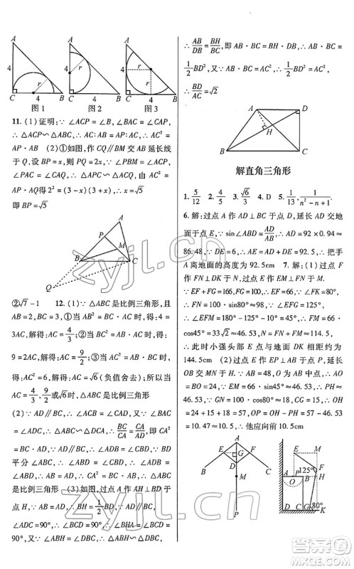 浙江科学技术出版社2022寒假综合作业九年级合订本通用版答案 浙江科学技术出版社2022寒假综合作业九年级合订本通用版答案