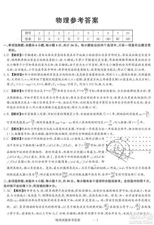 炎德英才大联考长沙市一中2022届高三月考试卷六物理试题及答案 炎德英才大联考长沙市一中2022届高三月考试卷六物理试题及答案