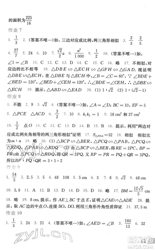 上海科学技术出版社2022数学寒假作业九年级沪科版答案 上海科学技术出版社2022数学寒假作业九年级沪科版答案