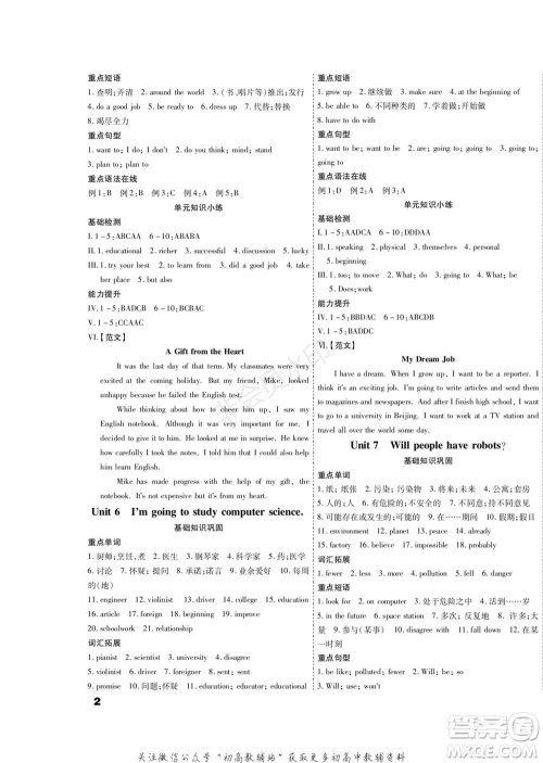 黑龙江美术出版社2022假期新思维期末+寒假+衔接八年级英语人教版参考答案 黑龙江美术出版社2022假期新思维期末+寒假+衔接八年级英语人教版参考答案