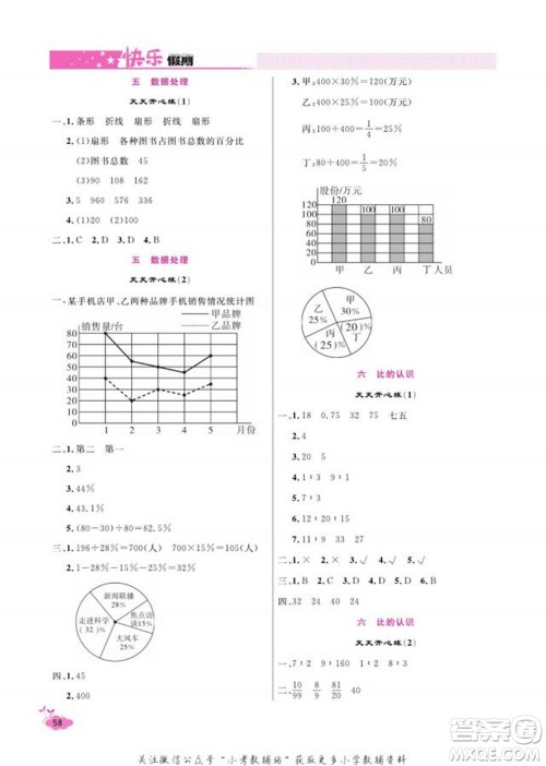 天津人民出版社2022快乐假期寒假作业六年级数学北师大版参考答案