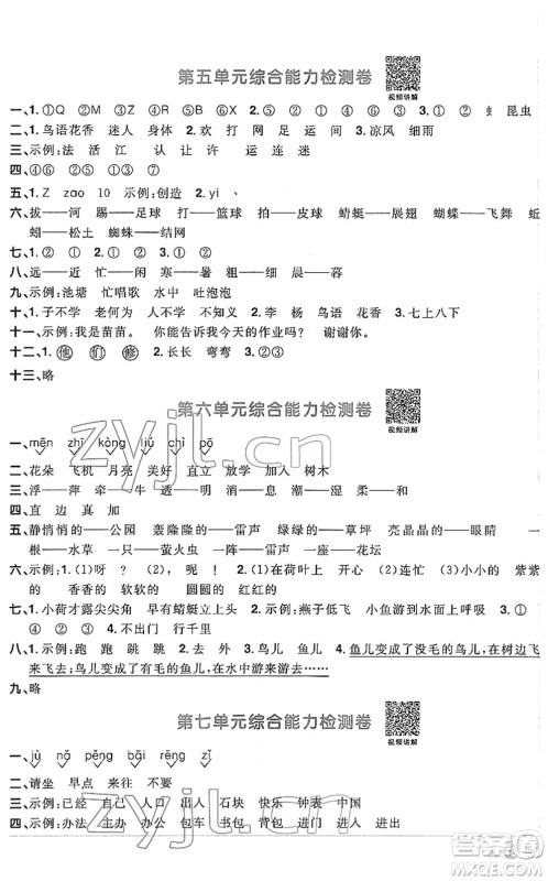 江西教育出版社2022阳光同学课时优化作业一年级语文下册RJ人教版答案 江西教育出版社2022阳光同学课时优化作业一年级语文下册RJ人教版答案
