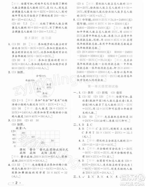 北京教育出版社2022亮点给力提优课时作业本六年级数学下册江苏版参考答案