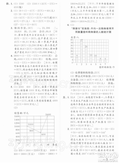 北京教育出版社2022亮点给力提优课时作业本六年级数学下册江苏版参考答案