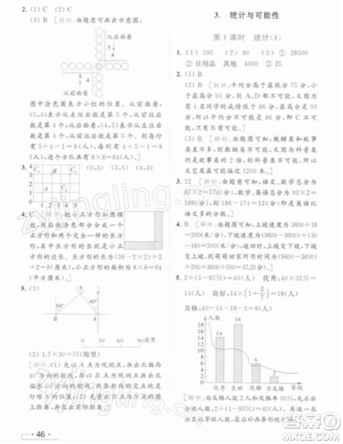 北京教育出版社2022亮点给力提优课时作业本六年级数学下册江苏版参考答案