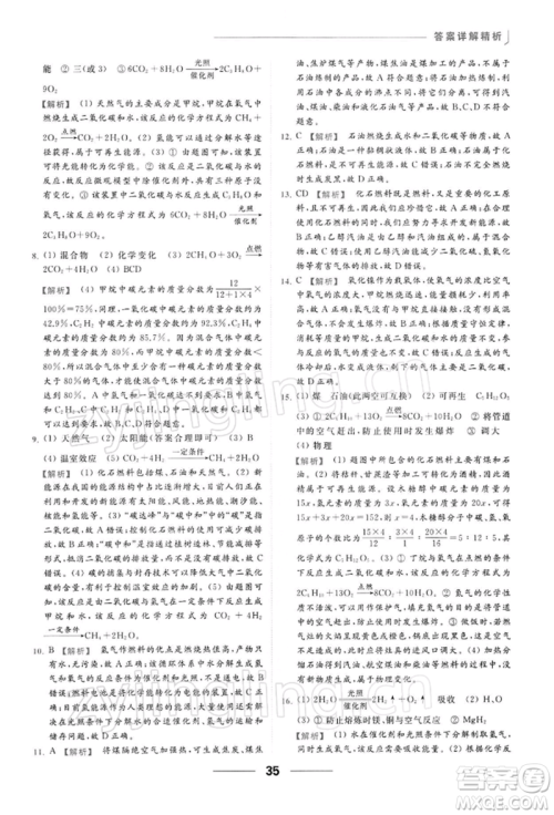 云南美术出版社2022亮点给力提优课时作业本九年级化学下册沪教版参考答案