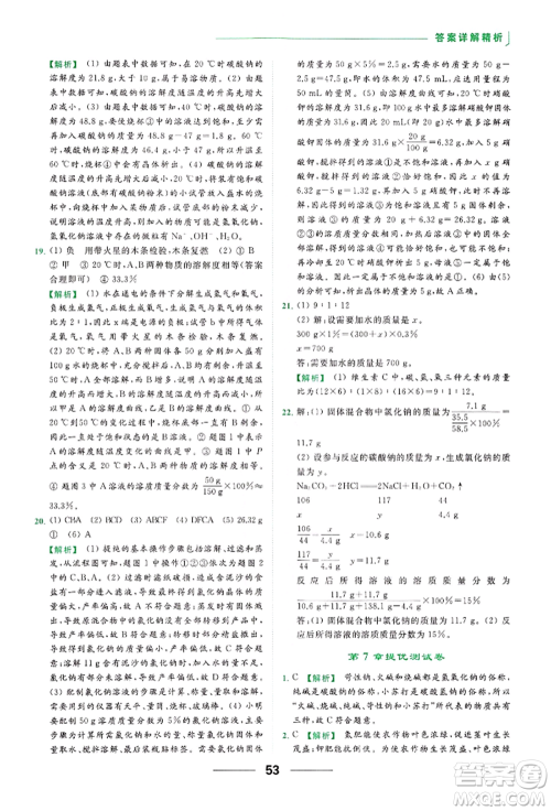 云南美术出版社2022亮点给力提优课时作业本九年级化学下册沪教版参考答案