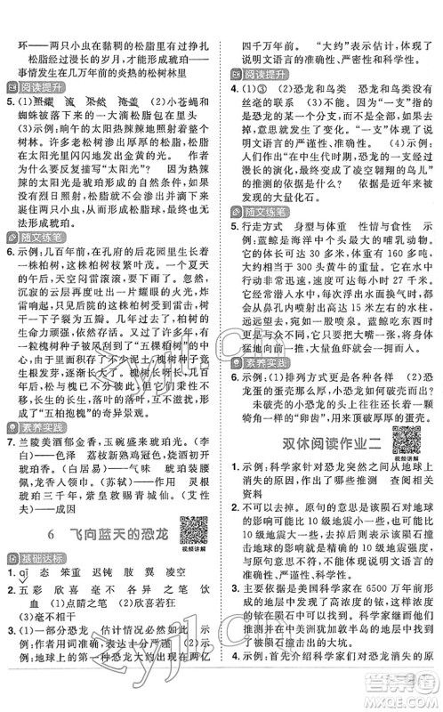 江西教育出版社2022阳光同学课时优化作业四年级语文下册RJ人教版答案 江西教育出版社2022阳光同学课时优化作业四年级语文下册RJ人教版答案