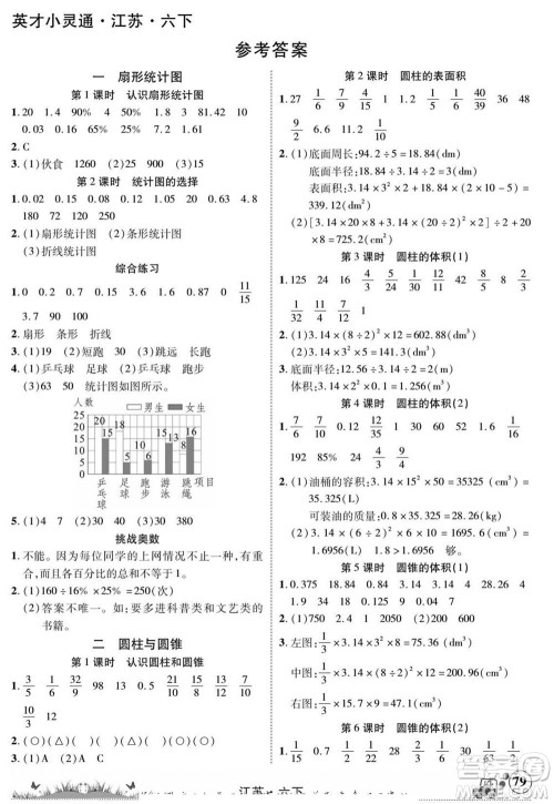 新疆青少年出版社2022英才小灵通数学六年级下册江苏版答案