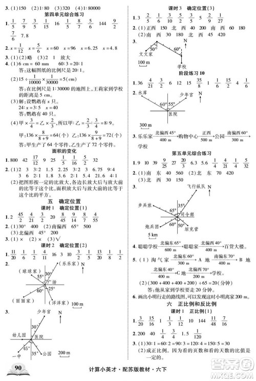 长江少年儿童出版社2022计算小英才数学六年级下册苏教版答案