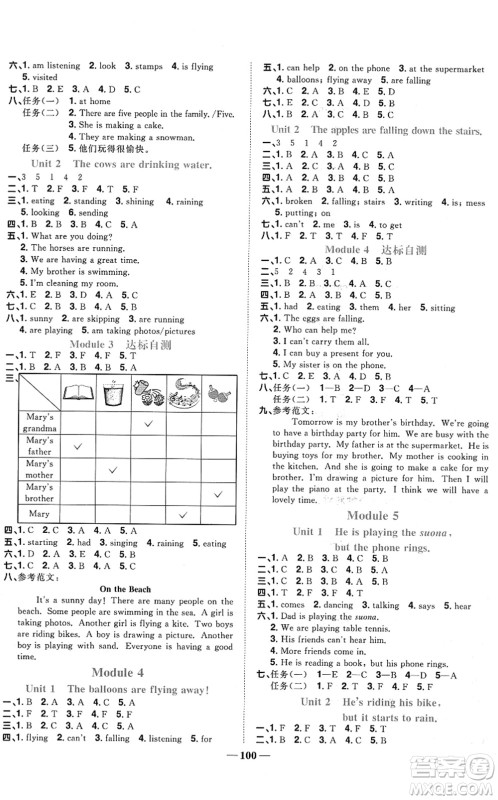 江西教育出版社2022阳光同学课时优化作业六年级英语下册外研版答案