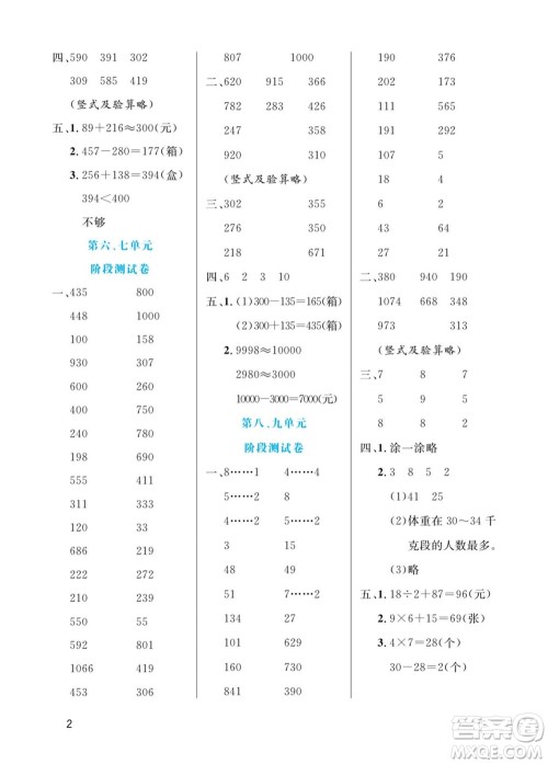 北方妇女儿童出版社2022黄冈口算天天练二年级下册数学QD青岛版答案