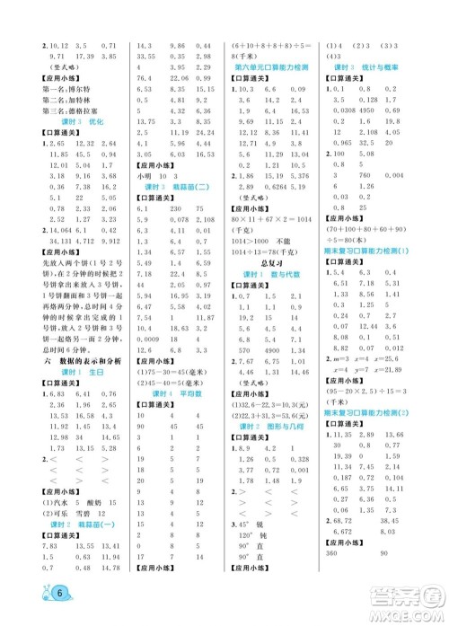 北方妇女儿童出版社2022黄冈口算天天练四年级下册数学BS北师版答案