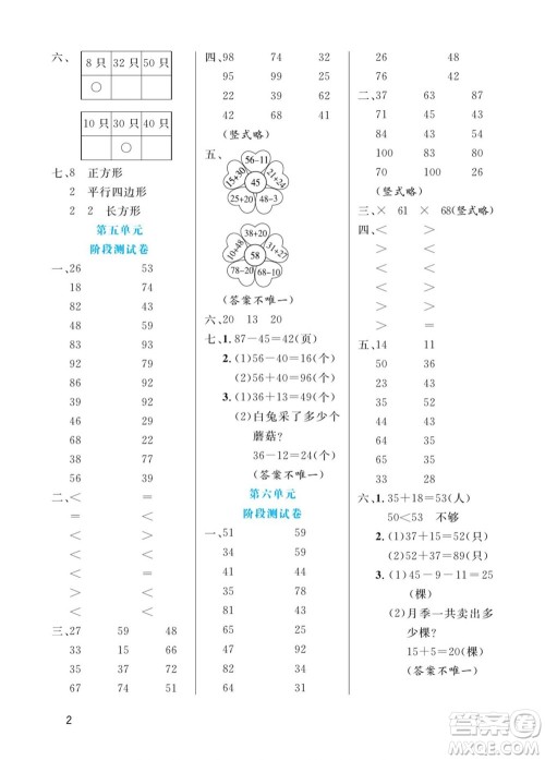 北方妇女儿童出版社2022黄冈口算天天练一年级下册数学BS北师版答案