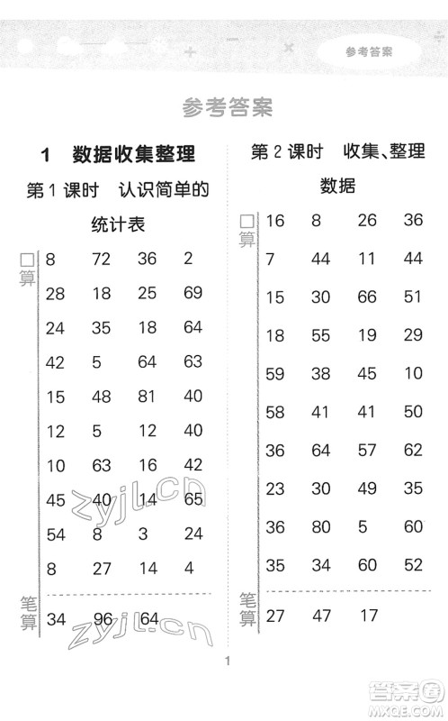 教育科学出版社2022小学口算大通关二年级数学下册RJ人教版答案