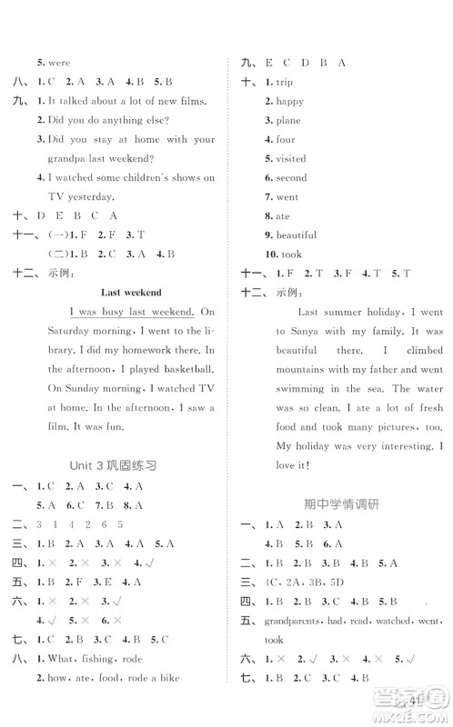 西安出版社2022春季53全优卷六年级英语下册RP人教PEP版答案