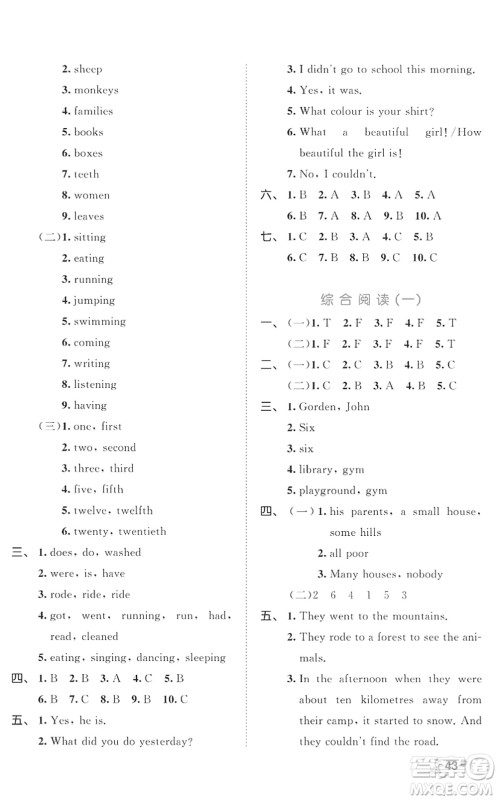 西安出版社2022春季53全优卷六年级英语下册RP人教PEP版答案