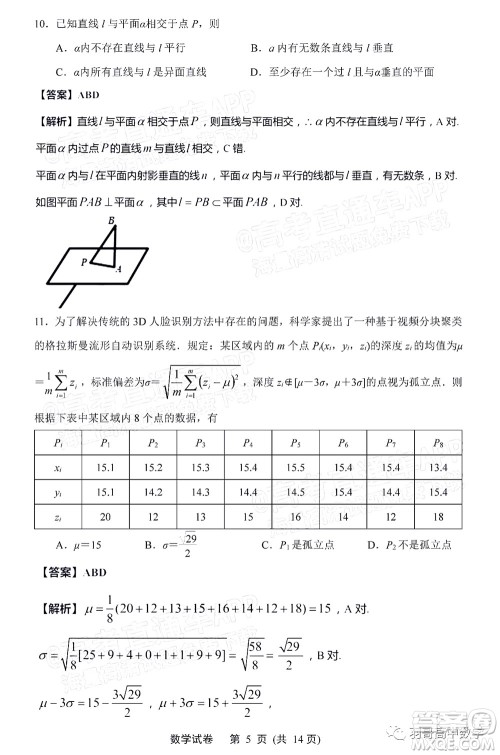 南通市2022届高三第一次调研测试数学试题及答案